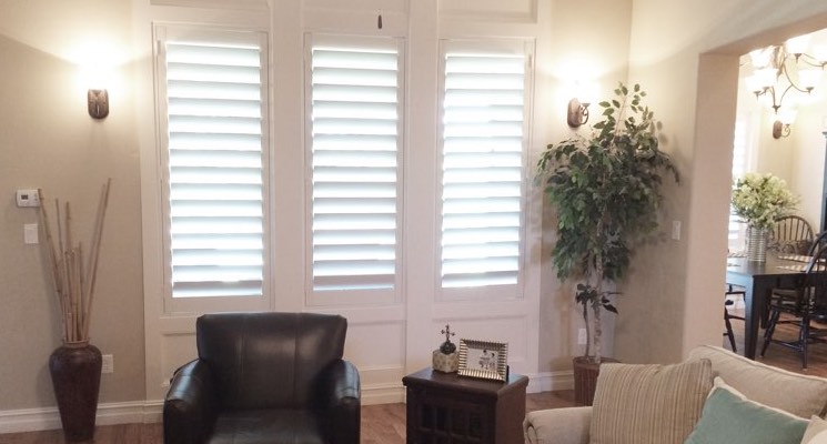 Fort Myers family room white shutters
